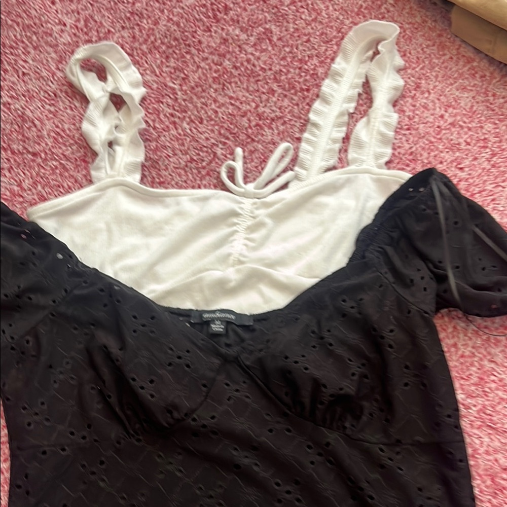 Black and White Eyelet tops